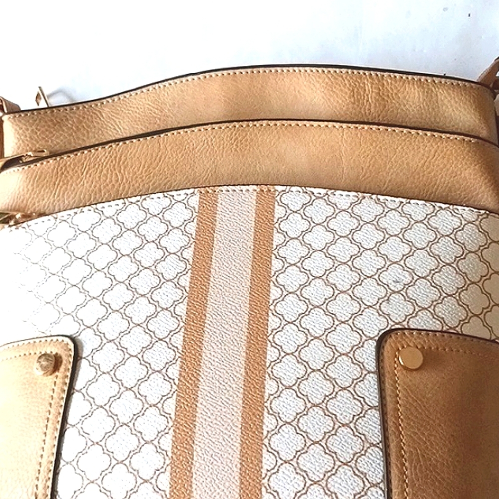 CUTE Crossbody Brown/Tan Gold Hardware Purse - Picture 6 of 16
